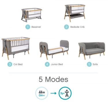 Кровать-трансформер приставная Tutti Bambini Tutti Bambini Тутти Бамбини CoZee XL 12060 см Oak/Charcoal 211209/3590