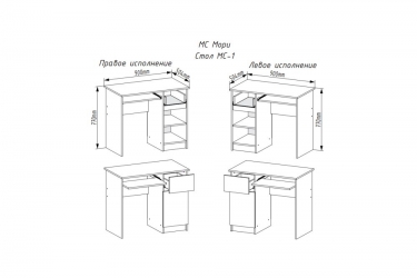 Стол компьютерный ДСВ мебель МОРИ МС-1 правый Графит