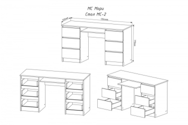 Стол компьютерный ДСВ мебель МОРИ МС-2 Графит