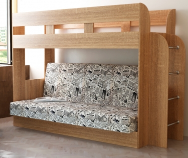 Кровать-диван МАГ-РИВЕР Дива Ясень шимо темный/Газета