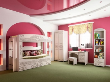 Кровать двухъярусная Олмеко Каролина Патина 14 Вудлайн кремовый Сандал белый