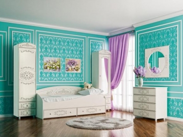 Кровать односпальная 900 Олмеко Каролина Патина 15 Вудлайн кремовый Сандал белый