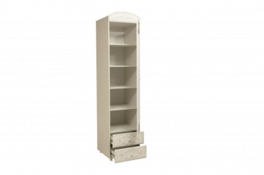 Шкаф-пенал с зеркалом Олмеко Каролина Патина 28 Вудлайн кремовый Сандал белый