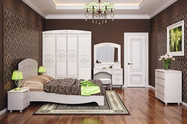 Шкаф трехдверный комбинированный с зеркалом Олмеко Каролина Патина 32 Вудлайн кремовый Сандал белый