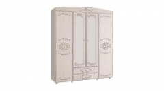 Шкаф четырехдверный комбинированный с зеркалом Олмеко Каролина Патина 34 Вудлайн кремовый Сандал белый