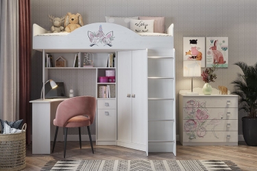 Детский комплекс Мебельсон Фэнтези MDF-08 белый рамух