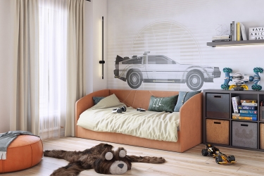 Кровать 0.9 Мебельсон Квест Софа КМ.S-17 персик велюр