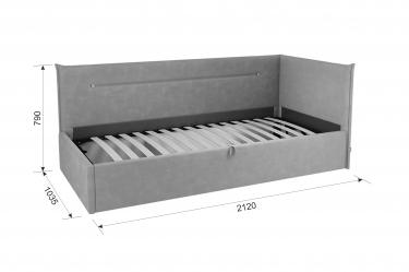 Кровать 0.9 Мебельсон Альба Тахта КМ.T-16 галька велюр