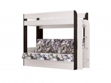 Кровать-чердак с диваном-кроватью без верхнего матраса Олмеко Немо 1 Вудлайн кремовый Венге