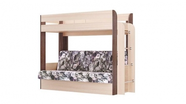 Кровать-чердак с диваном-кроватью без верхнего матраса Олмеко Немо 1 Ясень шимо светлый Ясень шимо темный