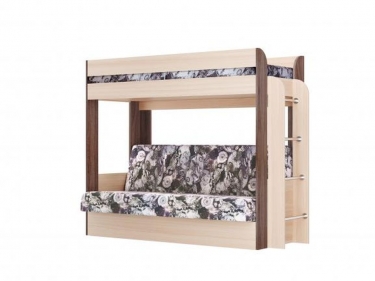 Кровать-чердак с диваном-кроватью Олмеко Немо 2 Ясень шимо светлый Ясень шимо темный