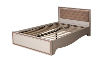 Кровать двойная 1200 Олмеко Патрисия-4 с основанием Вудлайн кремовый Аруша венге Кожа коричневая