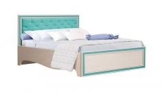 Кровать двойная 1200 Олмеко Патрисия-4 с основанием Вудлайн кремовый Аруша венге Кожа мята