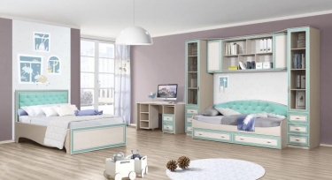 Кровать двойная 1200 Олмеко Патрисия-4 с основанием Вудлайн кремовый Аруша венге Кожа мята