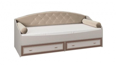 Кровать одинарная 800 Олмеко Тони-4 Вудлайн кремовый Аруша венге Кожа коричневый