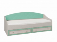 Кровать одинарная 800 Олмеко Тони-4 Вудлайн кремовый Аруша венге Кожа мята