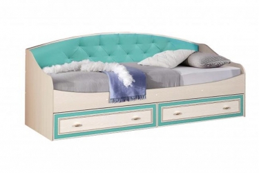 Кровать одинарная 800 Олмеко Тони-4 Вудлайн кремовый Аруша венге Кожа мята