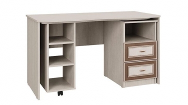 Стол компьютерный Олмеко ПКС-5 Вудлайн кремовый Аруша венге Кожа коричневая