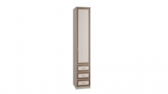 Шкаф-пенал с ящиками Олмеко Миндаль 06.25-03 Вудлайн кремовый Аруша венге Кожа коричневая