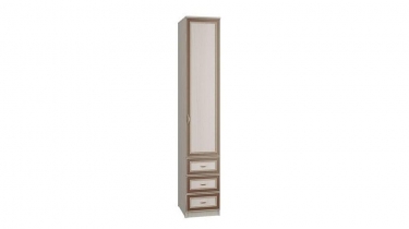 Шкаф-пенал с ящиками Олмеко Миндаль 06.25-03 Вудлайн кремовый Аруша венге Кожа коричневая