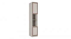 Шкаф-пенал Олмеко Миндаль 06.85-01 с нишей Вудлайн кремовый Аруша венге Кожа коричневая