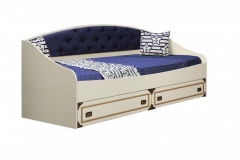 Кровать одинарная Олмеко Севилья-16 Белая Канат золотой Ягуар нэви