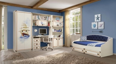 Шкаф угловой Олмеко Севилья-7 Белый Канат золотой