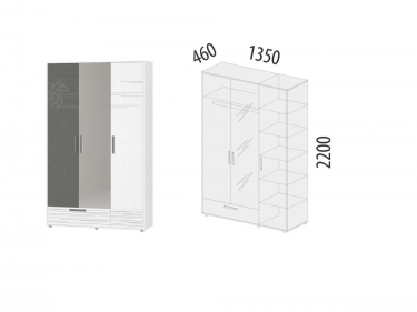 Шкаф трехдверный с зеркалом Витра Аляска 501.28