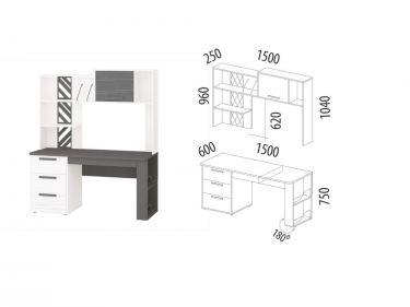 Стол с надстройкой лев/прав Витра Аляска 63