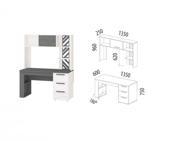 Стол с надстройкой лев/прав Витра Аляска 62