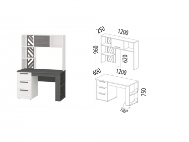 Стол с надстройкой лев/прав Витра Аляска 61