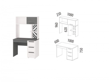 Стол с надстройкой лев/прав Витра Аляска 60
