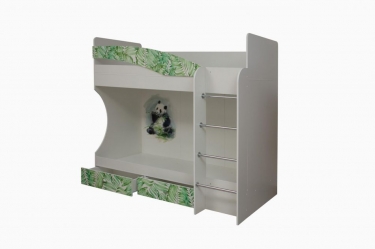 Кровать двухъярусная Олмеко Адель-1 правая Панда белая