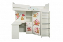 Кровать двухъярусная Олмеко Адель-2 Мишка Белая