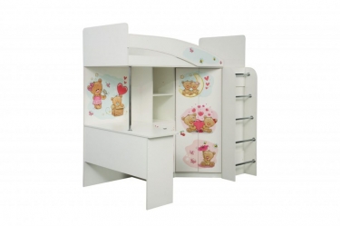 Кровать двухъярусная Олмеко Адель-2 Мишка Белая