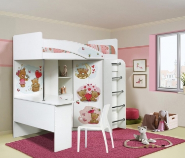 Кровать двухъярусная Олмеко Адель-2 Мишка Белая