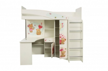 Кровать двухъярусная Олмеко Адель-2 Мишка Белая