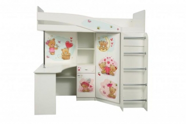 Кровать двухъярусная Олмеко Адель-2 Мишка Белая
