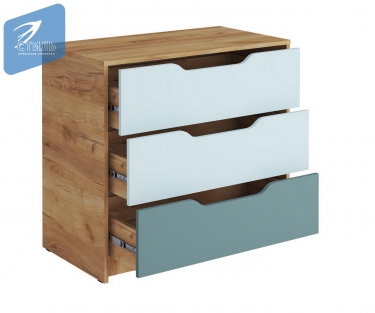 Комод Стиль RICH КМ-001 Мята/Сумеречный голубой/дуб крафт золотой