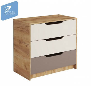 Комод Стиль RICH КМ-001 Миндаль/Глиняный серый/дуб крафт золотой
