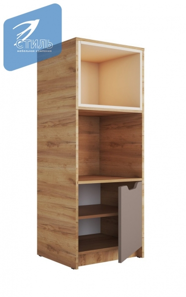 Стеллаж Стиль RICH СЖ-002 Миндаль/Глиняный серый/дуб крафт золотой