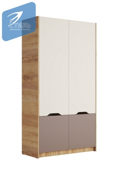Шкаф Стиль RICH ШК-002 Миндаль/Глиняный серый/дуб крафт золотой