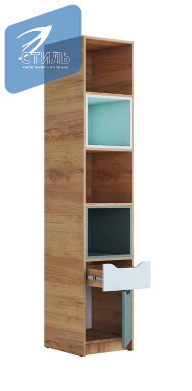 Стеллаж Стиль RICH СЖ-001 Мята/Сумеречный голубой/дуб крафт золотой