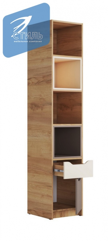 Стеллаж Стиль RICH СЖ-001 Миндаль/Глиняный серый/дуб крафт золотой