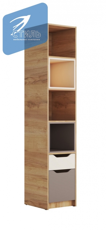 Стеллаж Стиль RICH СЖ-001 Миндаль/Глиняный серый/дуб крафт золотой