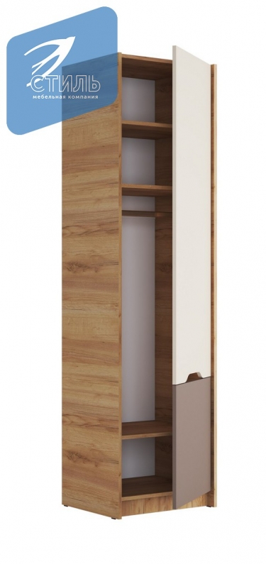 Шкаф Стиль RICH ШК-001 Миндаль/Глиняный серый/дуб крафт золотой