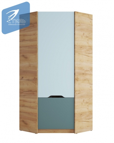 Шкаф Стиль RICH ШК-003 угловой Миндаль/Глиняный серый/дуб крафт золотой