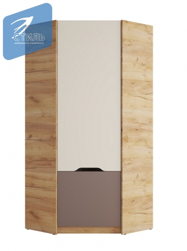 Шкаф Стиль RICH ШК-003 угловой Миндаль/Глиняный серый/дуб крафт золотой