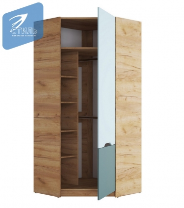 Шкаф Стиль RICH ШК-003 угловой Мята/Сумеречный голубой/дуб крафт золотой